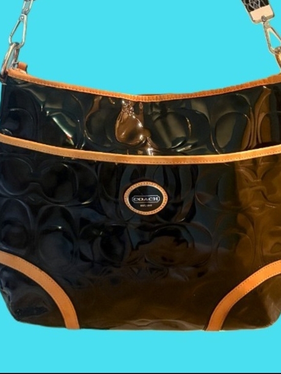 Coach Handbags - Coach Peyton Embossed Signature Patent Leather Shoulder Bag